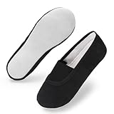 Unisex Turnschläppchen Mädchen Jungen Atmungsaktives Canves Gymnastikschuhe Damen Rindsleder Sohle Schläppchen Kinder Baumwollfutter Turnschlappen mit Breitem Gummiband Turnpatschen für Gymnastik Yoga