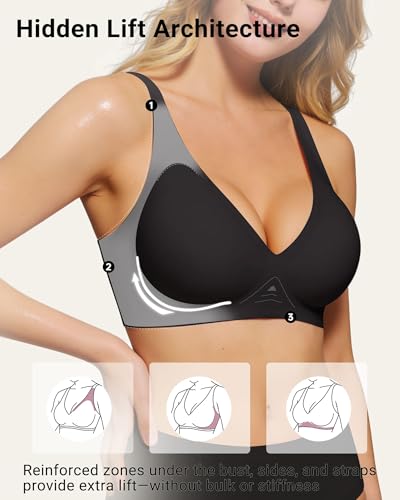 As Fairy 2026 Deep V Wireless Push Up Bras for Women Soft Support Bra with Lift Comfortable T-Shirt Bra for Daily Wear - image 3