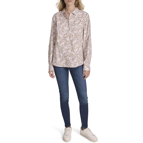 Image of Nautica Women's Button Front Long Sleeve Roll Tab Shirt