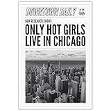 BFADMN Retro Black And White Chicago Wall Art Poster Chicago Home Decor Trendy Chi Art Y2k Newspaper Headline Prints Illinois Illustration Magazine Cover Wall Art Decor For Bedroom 12x16in Unframed
