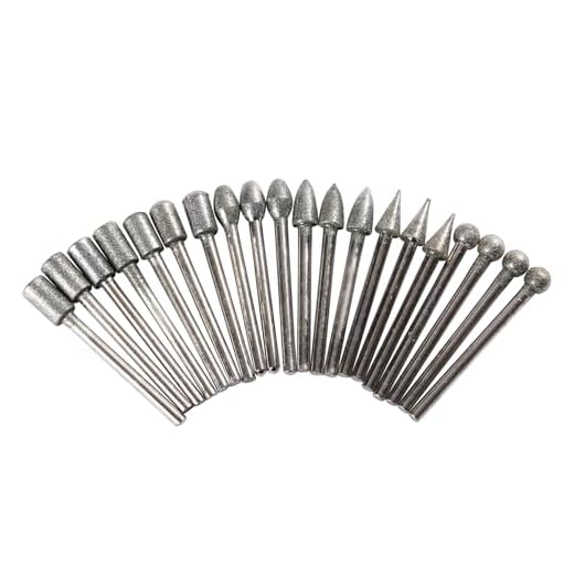 DRILAX 20 pcs 1/8 inch Shank Diamond Grinding Burr Drill Bits Sets For Dremel Rotary Jewelry Making Tools