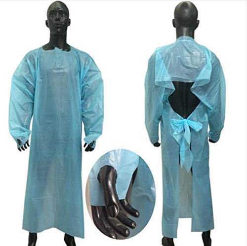25 X Einzelverpackung Einweg CPE Ganzkörper Kittel Schutzkittel Wasserdicht Blau Size XL 100 * 138cm 50g/pc