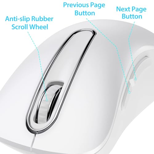 Image of memzuoix 2.4G Wireless Mouse, 1400 DPI Computer Mice with USB Receiver, Portable Wireless USB Mouse Battery Powered Cordless Mice for Laptop, PC, Desktop, 5 Buttons (White)