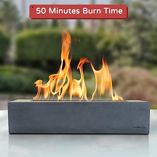 Kante 18" L Rectangular Portable Concrete Rubbing Alcohol Tabletop Fire Pit W/Metal Extinguisher, Ethanol Fireplace, Indoor Outdoor Décor, Table Top Fire Pit Bowl Pot #TOP3
