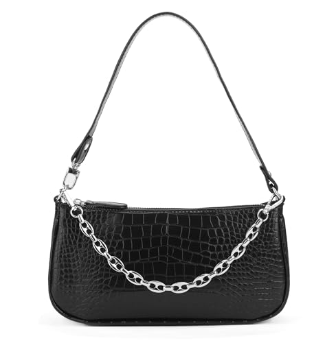 Handbag with Chain Strap Faux Leather Classic Clutch Bag Small Shoulder Purse、