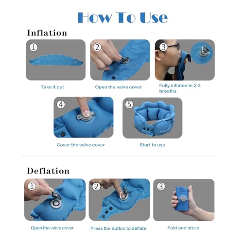Almohada inflable ajustable para cuello portátil azul miniatura 6