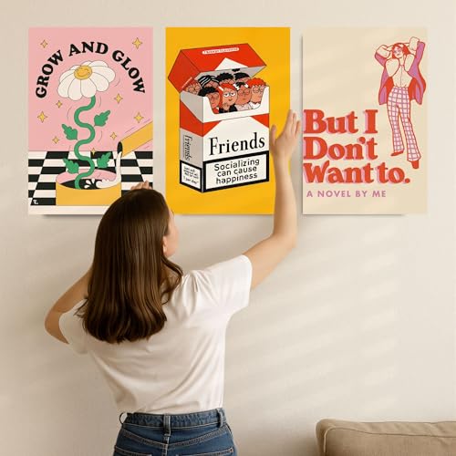 Image of Yellow Town India Vintage Botany Art Prints | Pack of 3 Premium A3 Posters with Wall Friendly Adhesive | Perfect for Bedroom, Living Room, Office & Study Desk Wall, Hostel & Dorm Decor | 300 GSM (Retro Dreams)