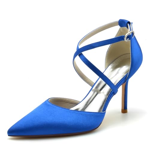 Chaussures de mariée escarpins confortables stiletto bout pointu satinée