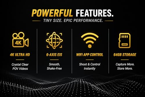 Image of NEWDRU EpicShot 4K Action Camera | 4K Ultra HD, 20MP, 6-Axis EIS Stabilization | IP68 Waterproof 10m | Magnetic Mount | WiFi App Control | 64GB Storage | Mini Portable Vlogging Camera