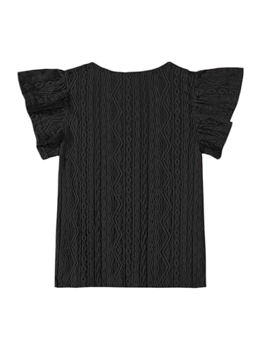 Image of Girls' Summer Shirts Cute Tops Ruffle Sleeve Crew Neck Casual Tees