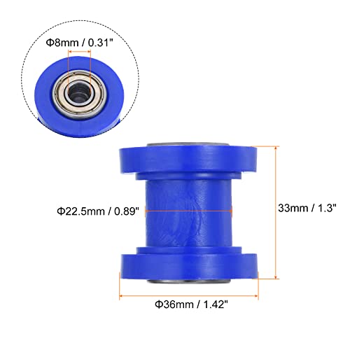 sourcing map Kettenrolle Riemen Scheibe Spanner 8mm Nylon Rille Schieberegler für Mini Motorrad Dirt Fahrrad Atv Go-Kart Schiebetür Bewässerung Ausrüstung Blau