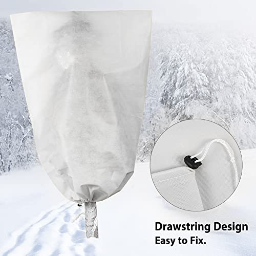Tkscusr 4 Packs Plant Covers Freeze Protection Drawstring Plant Covers-23.5" X 31.5" Winter Drawstring Warm Plant Protection Cover Bags For Cold Frost Freeze Bird Insect Prevention #TOP5