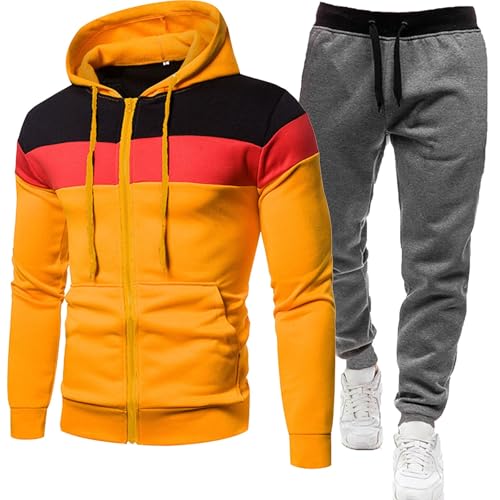 MJGkhiy Tuta Uomo Completa Invernale Felpa Con Zip e Cappuccio Due Pezzi Felpe e Pantaloni Tuta Set Tracksuit Tute da Ginnastica Completo Abbigliamento Sportiva Tuta Felpata Complete Offerte Suit