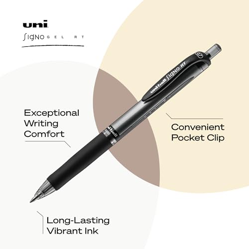 Image of uniball Signo RT Gel Pens, Medium Point (0.7mm), Black, 12 Pack