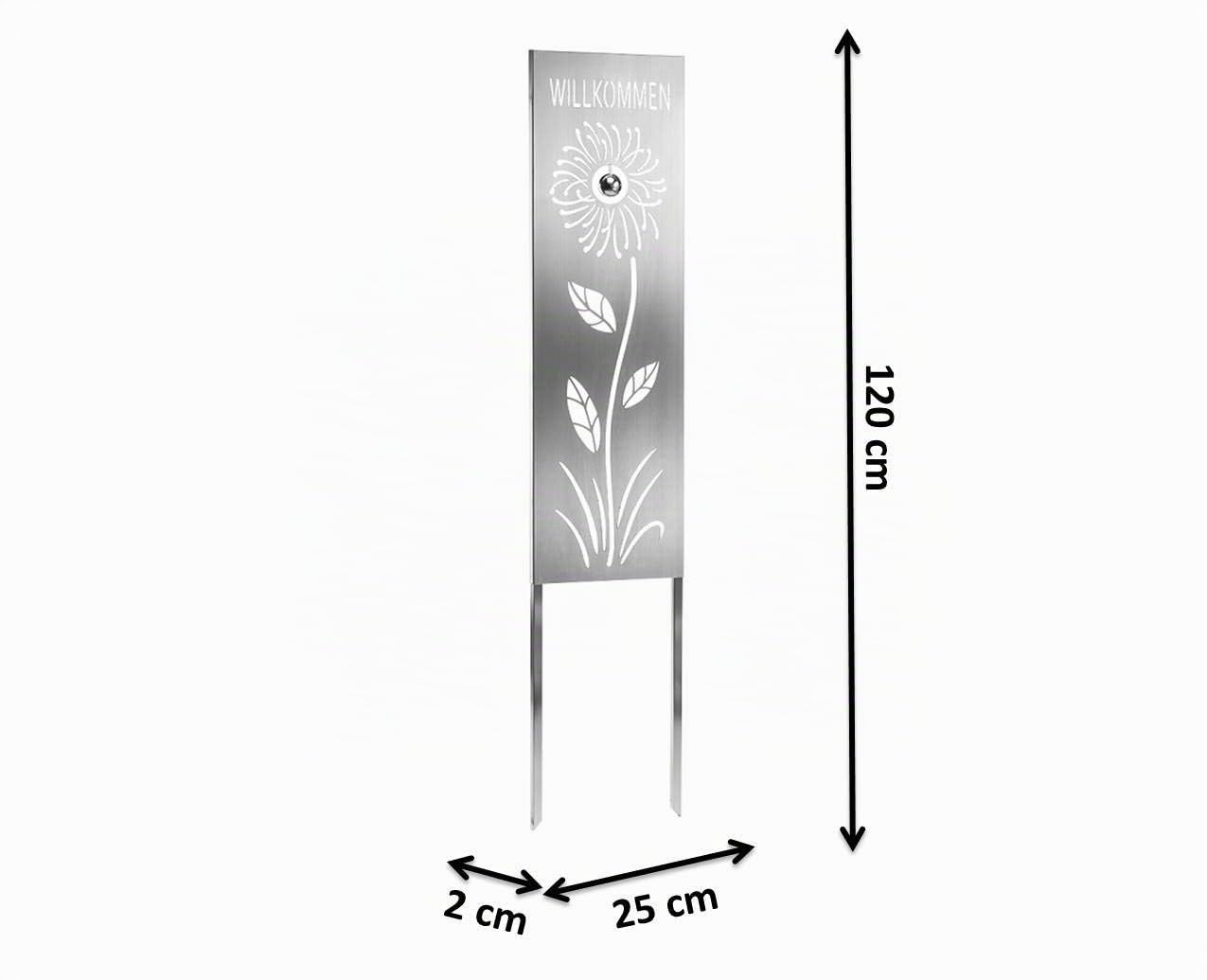 Kobolo Gartentafel Sunflower 117cm Metall 117 cm Silber