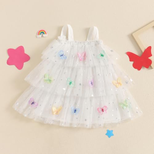 Kids Toddler Girl Tulle Dress Butterfly Flower Star Sequin Sleeveless Tiered Dresses Princess Sundress Summer Outfit4