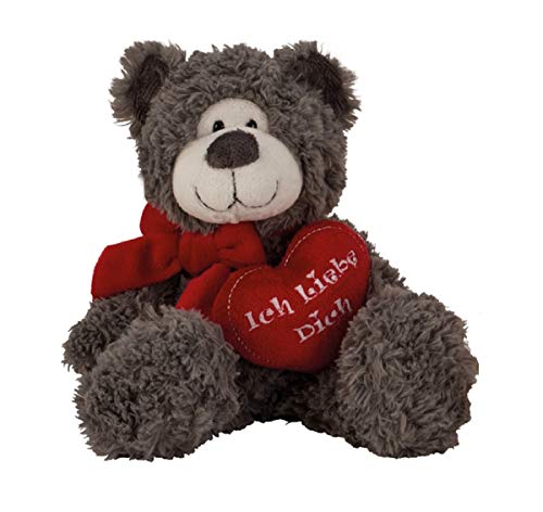 Teddybär in Grau sitzend 17cm mit Herz Ich Liebe Dich Plüschtier Kuscheltier Teddy Bär