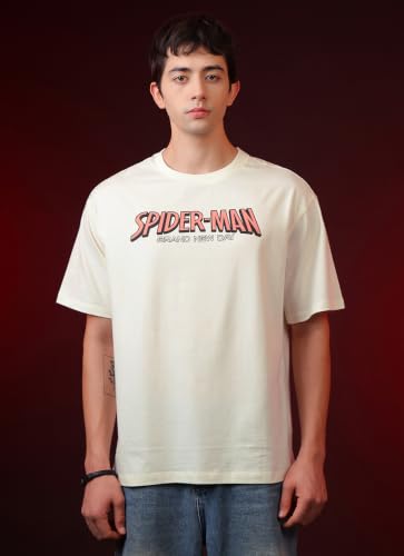Image of Free Authority Official Marvel Spider-Man Brand New Day Graphic Printed Men's Oversized Fit T-Shirt | Pure Cotton Crew Neck Half Sleeve Casual Summer Tee
