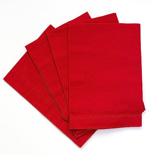 Fabric Textile Products | 100% Cotton Hemstitch Cloth Dinner Napkins | Machine-Washable | 20