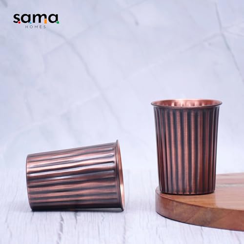 Set de 2 vasos de cobre puro 300 ml diseño antiguo miniatura 2