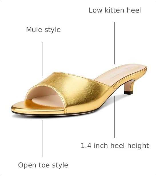 Image of TNYNFBEB Womens Low Kitten Heel Open Toe Sandals Mules Shoes Slingback Prom Party Dress Summer 1.4 Inches Heels