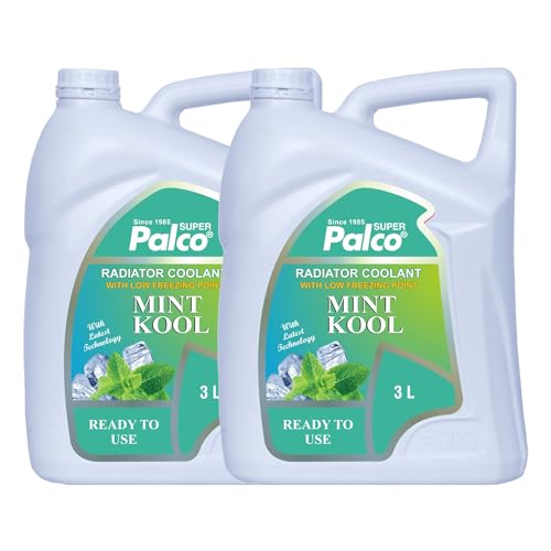Image of PALCO MINT KOOL Radiator Coolant Ready to Use for Petrol Diesel Engines Cars, Jeep, Commercial Water as a Cooling Medium Vehicles| Ethylene Glycol Based Coolant| Nitrite Amine free 3Litre (Pack 2)