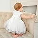 KRUIHAN Weiße Spitze Taufkleid Baby Mädchen,Tüll Festliche Mädchenkleider,Atmungsaktive Mädchen Sommerkleid für die Taufe,Geburtstag,Hochzeit,Party,enthält Stirnband,Socken & Geschenkbox,6M