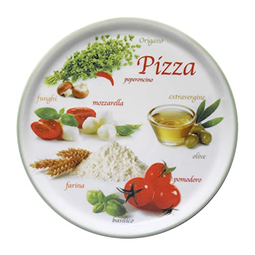 MamboCat Piatto per pizza Napoli Green I Ø 32 cm – Grande I Piatto con motivi & scritte I Decorato I per pizza o da posizionare I Porcellana