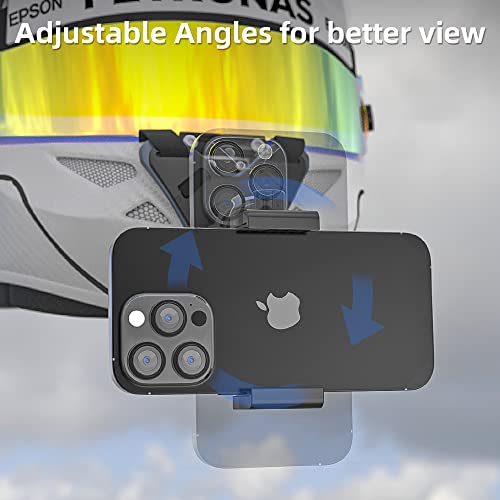Image of Updated Motorcycle Helmet Chin Strap Mount with Phone Clip Compatible with iPhone 14 /14Pro /14 Plus, iPhone 13 /13 Pro, iPhone X /XS /XR, Samsung, LG, Pixel, Huawei, Xiaomi and More