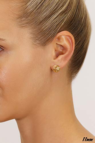 14k Gold Love Knot Stud Earrings, 11mm Diameter, Push-Back3