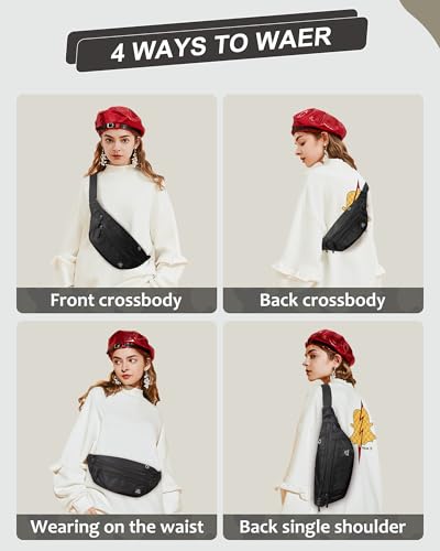 Miniatura 6 de Szsycn Riñonera Impermeable Grande Riñonera Para Hombres Mujeres Riñonera Para Viajes, Festivales, Caminatas, Deportes, Carreras, Gym, Bolsa De Hombro Con Correas Ajustables Para Los Hombros