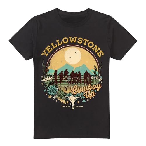 Yellowstone Cowboy Up t-shirt noir coupe droite pour homme et femme look décontracté - 3