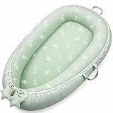 Susurration Babynestchen Kuschelnest Neugeborene Multifunktionale für Kinderbett Vielseitiges Tragbar Zweiseitig Babynestchen Bett 90x55cm(Bambusblatt) (Bambusblätter)