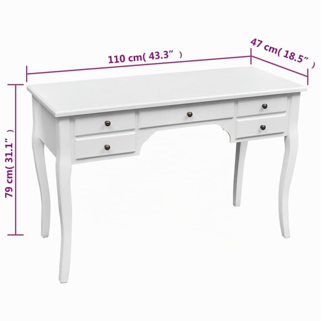 vidaXL Scrivania in Stile Francese Legno con Gambe Curve e 5 Cassetti