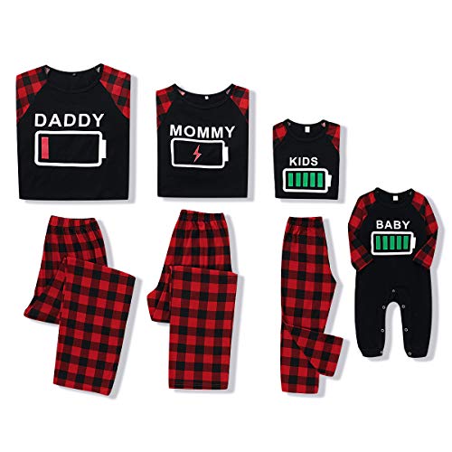 Amissz Pijamas Dos Piezas Familiares de Navidad, Ropa de Noche Homewear Algodón Camisas de Manga Larga + Pantalones Largos Sudadera Negro para Mamá, L