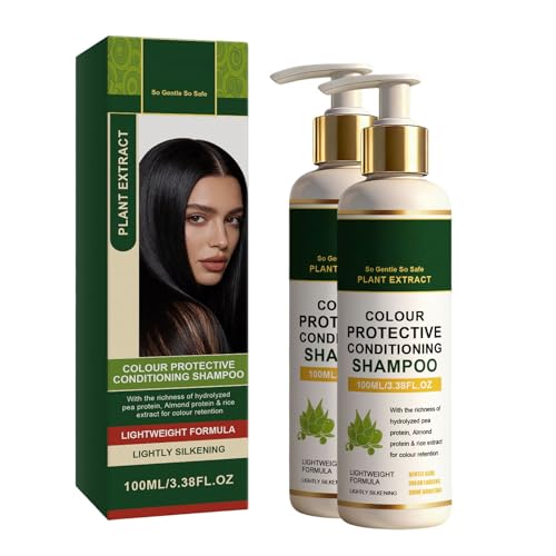 Champú de fijación de color, color natural, sin amoniaco, sin PPD, 100% cobertura de canas, orgánico, de larga duración, 100 ml (2 unidades)