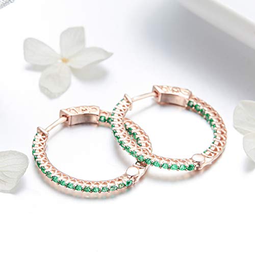Boucles d'oreilles argent 925 avec oxyde de zirconium vert éclatant - 2