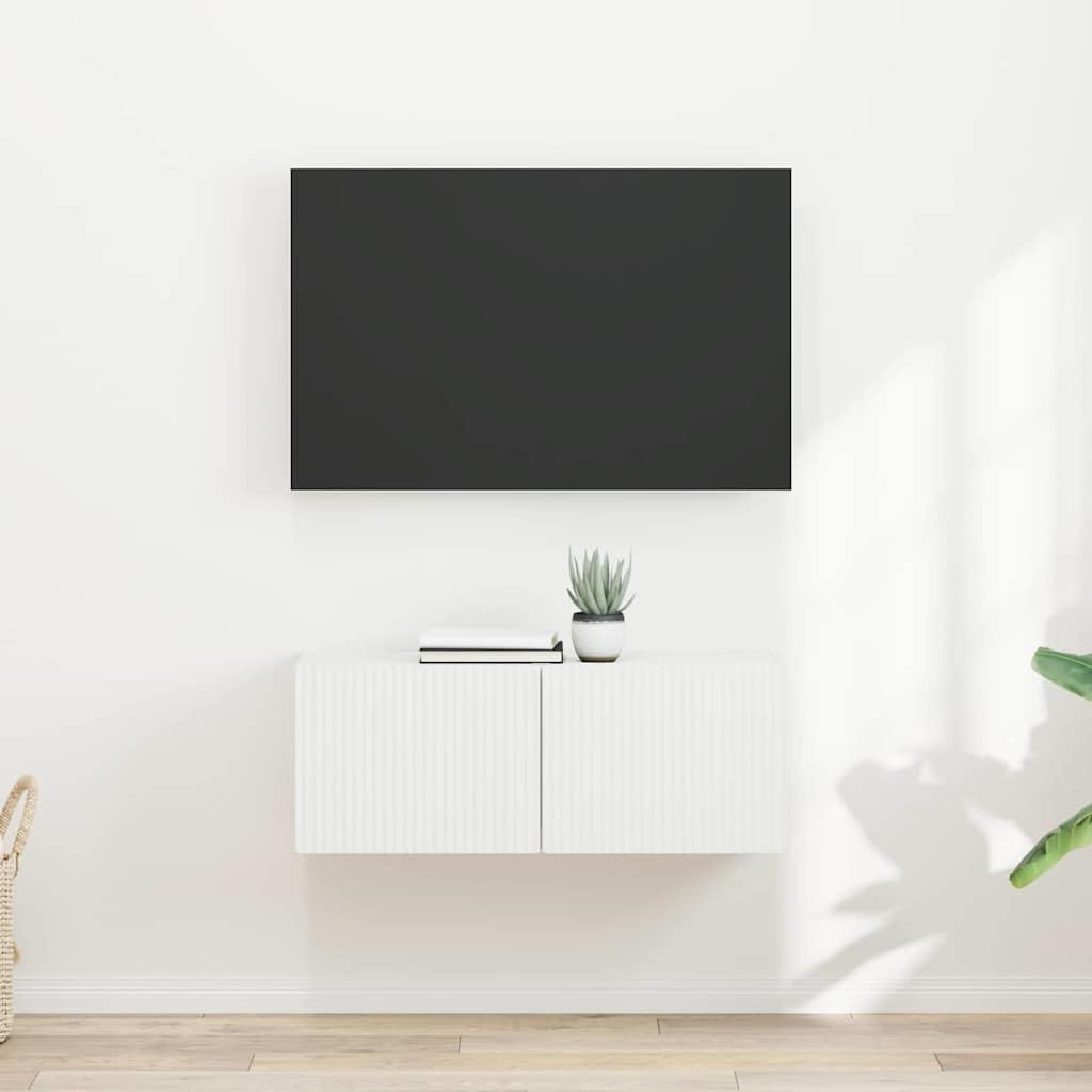 TV-Wandschrank, 2 Stück, weiß, 39 x 31 x 29,5 cm, Holz | Türen mit Scharnier, drehbar 90 °, Wandregale, platzsparend, einfache Reinigung mit feuchtem Tuch