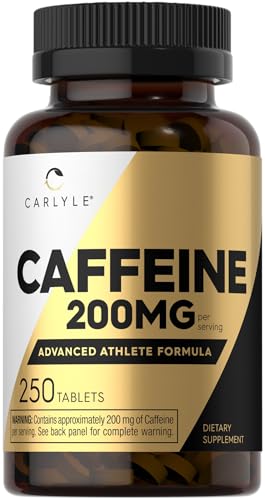 Carlyle Caffeine Pills 200mg | 250 Tablets | Advanced Athlete Formula | Vegetarian, Non-GMO & Gluten Free Supplement