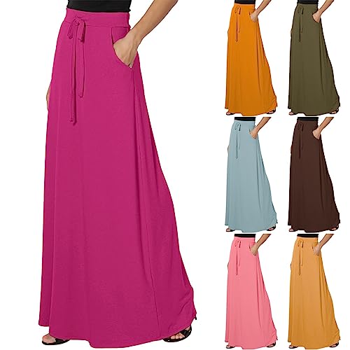Jupe Couleur Unie Cordon Style Fluide et Minimaliste pour Femme