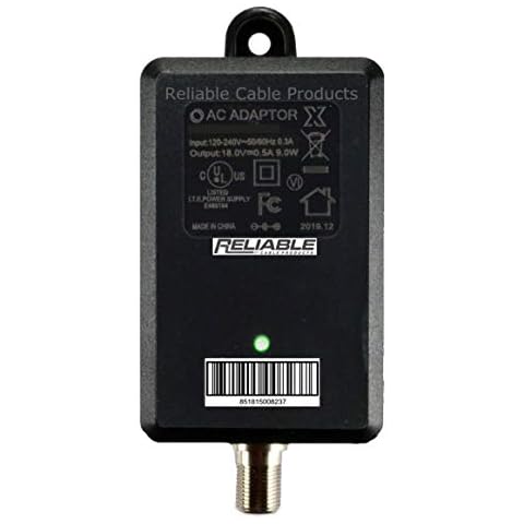 Reliable Cable Power Supply, High Efficiency OEM Replacement Wall Mount Adapter for CATV Drop Amplifiers 18V 500mA (0.5A) with F-Type Connection, DoE Level VI Rated Cover