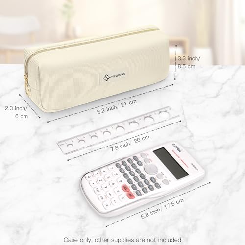 Image of FINPAC Pencil Case, Corduroy Aesthetic Makeup Bag, Cute Kawaii Pen Bag Pouch Holder Box Organize for Study, Office, or Travel (Beige)
