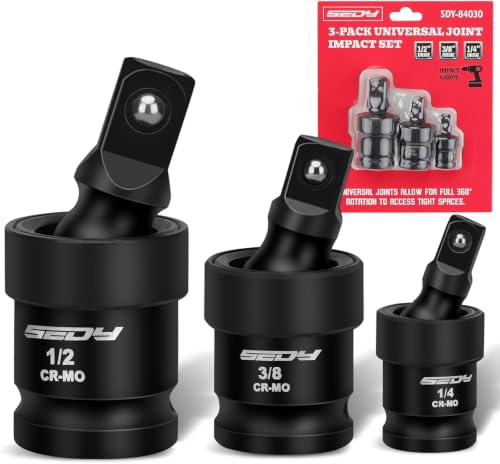 3-Piece Impact Universal Joint Socket Set - 1/4" 3/8" 1/2"