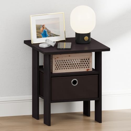 Furinno TIDUR 3-Tier Night Stand, Nightstand with Storage Bin, Dark Walnut by Furinno - Used condition - Image 3
