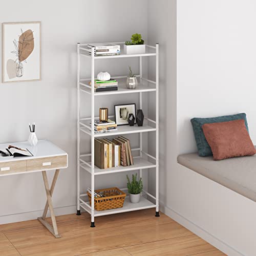 Ghqme Metal Standing Bookshelf Space Saver, Storage Tower Rack For Kitchen Bathroom, Storage Shelving Unit Organizer, Outdoor Flower Stand Storage Rack Shelves Bookcase For Home Office #TOP1