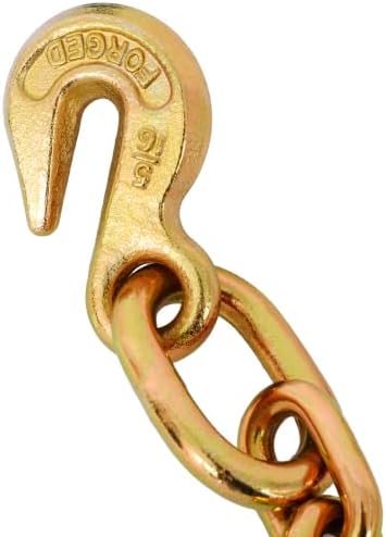 LuckyNote Tow Chain with 8 Inch Forged J Hook and Grab Hook - 70 Chain - 6 Foot - 4,700 Pound Safe Working Load