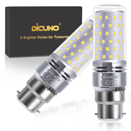 DiCUNO Ampoule LED B22, 10W ampoule maïs LED équivalent 130W lampe halogène, Blanc froid 6000K, 1400LM, Non-dimmable, Culot à baïonnette B22 maïs LED, Lot de 2 Cover