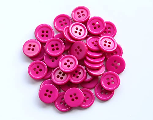 GANSSIA 5/8 Inch(15mm) Sewing Flatback Buttons Colored Hot Pink Buttons for Crafts Pack of 160 PCS