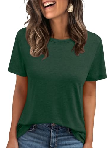 AirMood T-Shirts d'été décontractés à col Rond pour Femme, Vert, L