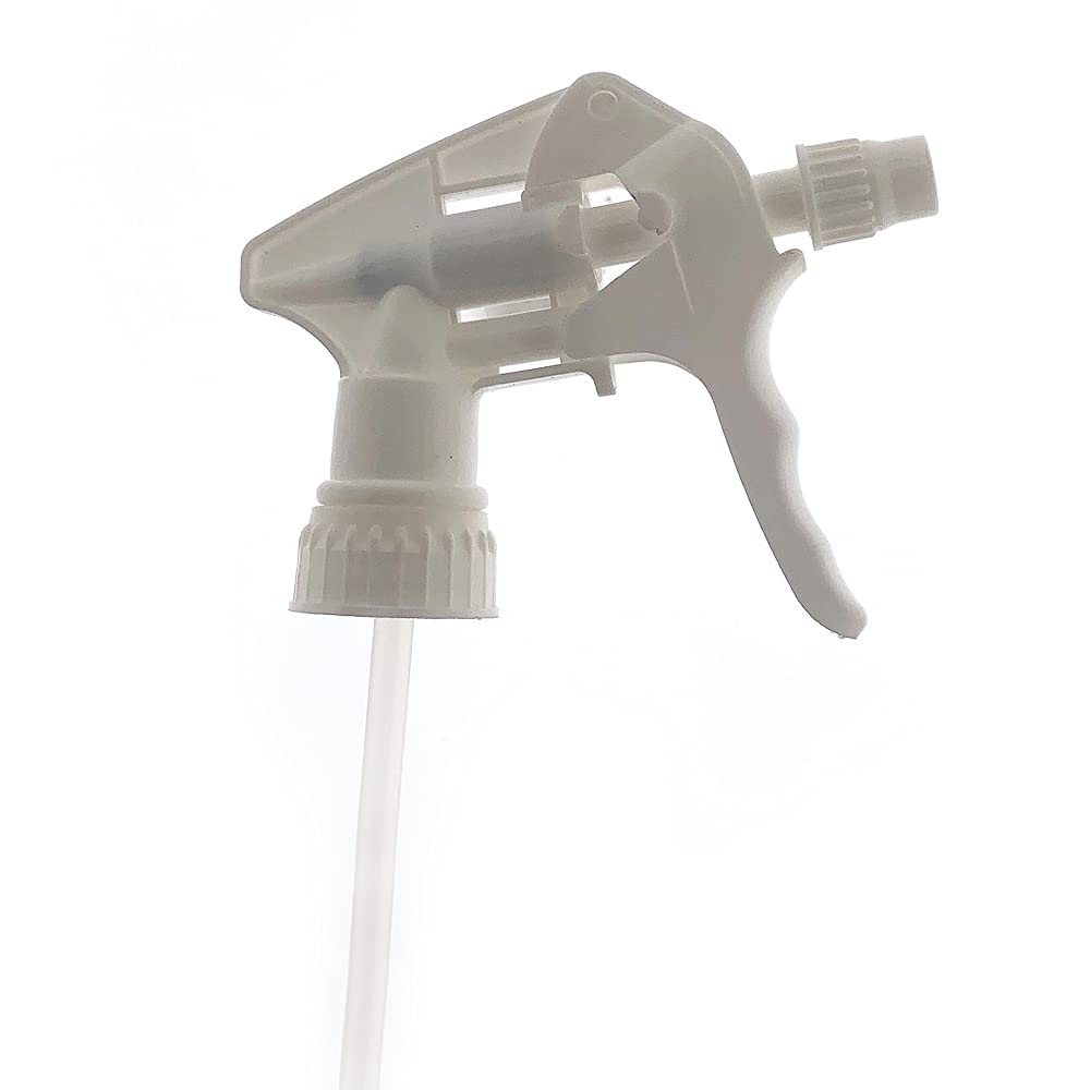 YUZKENCI Trigger Sprayer 12 Pack, Heavy Duty, White - 28/400 Neck/Thread Size, Dip Tube Filter